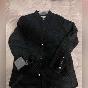 H&M Boys navy polka dot dress shirt